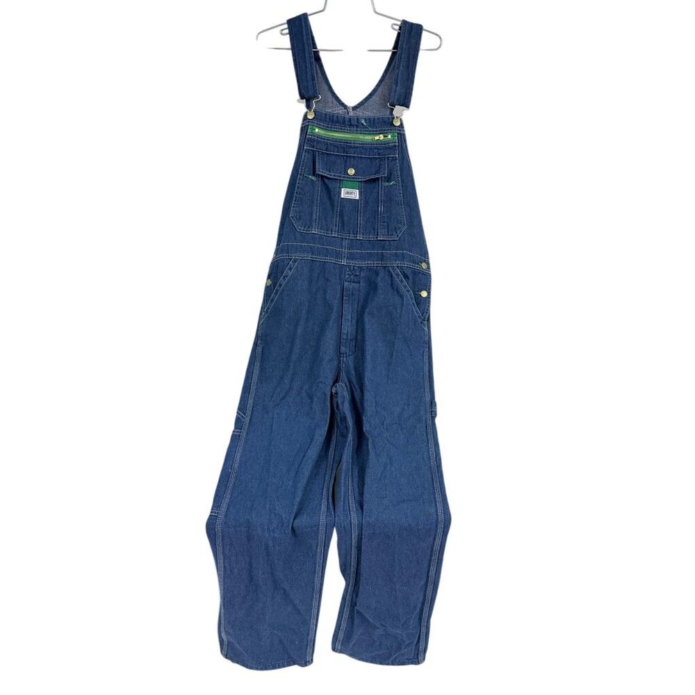 Liberty Men’s Denim Bib Overalls 32x30 NWT Stonewashed Green Accents